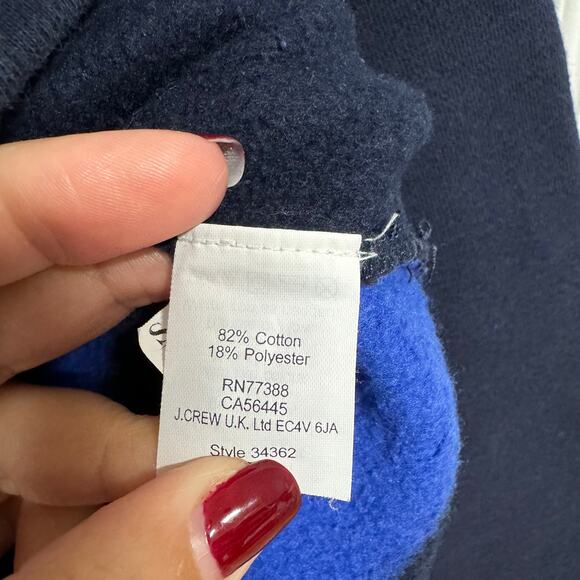 J.Crew Women Navy Blue Striped Sweatshirt Hoodie Pockets Size Small Cotton Blend - Picture 7 of 9